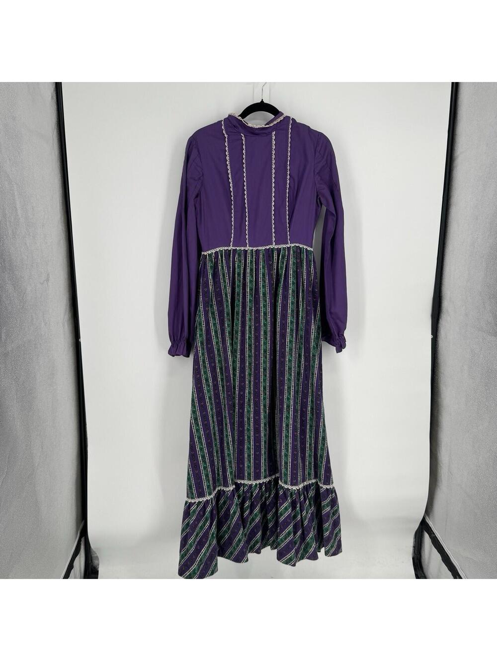Vintage dress womens 6-8 maxi long cosplay renaissance prairie corduroy 70s 60s